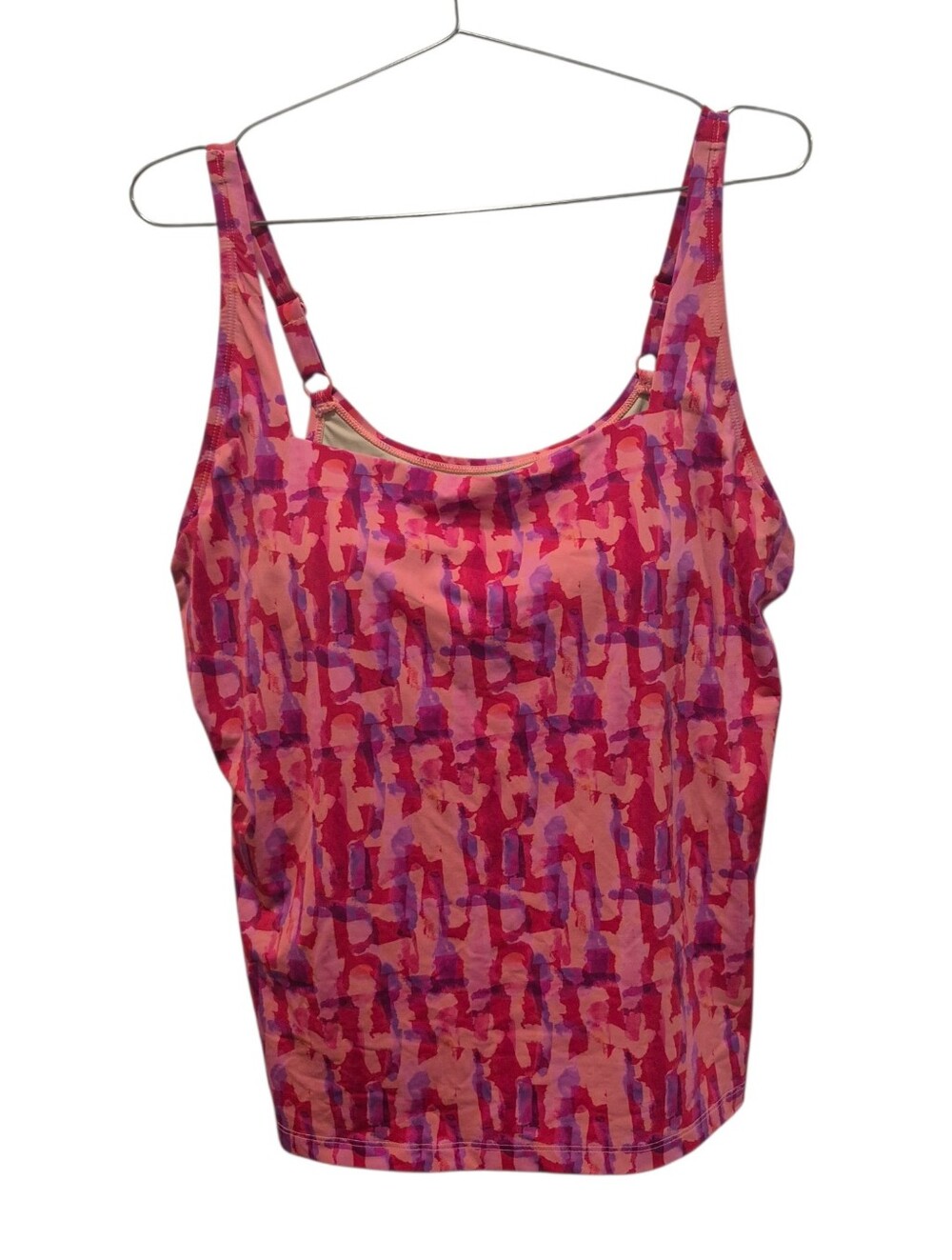 Duluth Trading Size 14 Tankini Top Lost Lake Built In Bra Swimsuit Top Pink AKHG